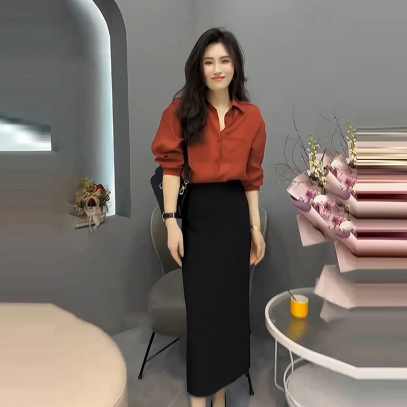 polo领春季职场时尚套装女2025新款个性百搭衬衫气质半身裙两件套