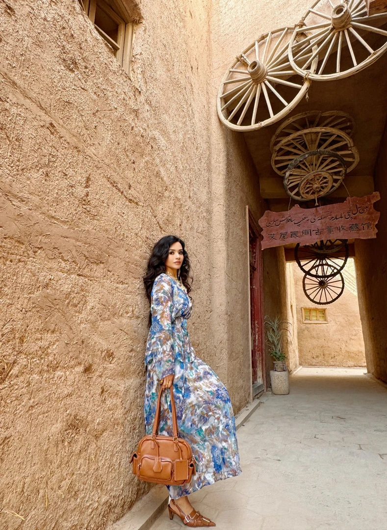 法式气质中长裙碎花夏季长裙贝果复古风连衣裙圆领