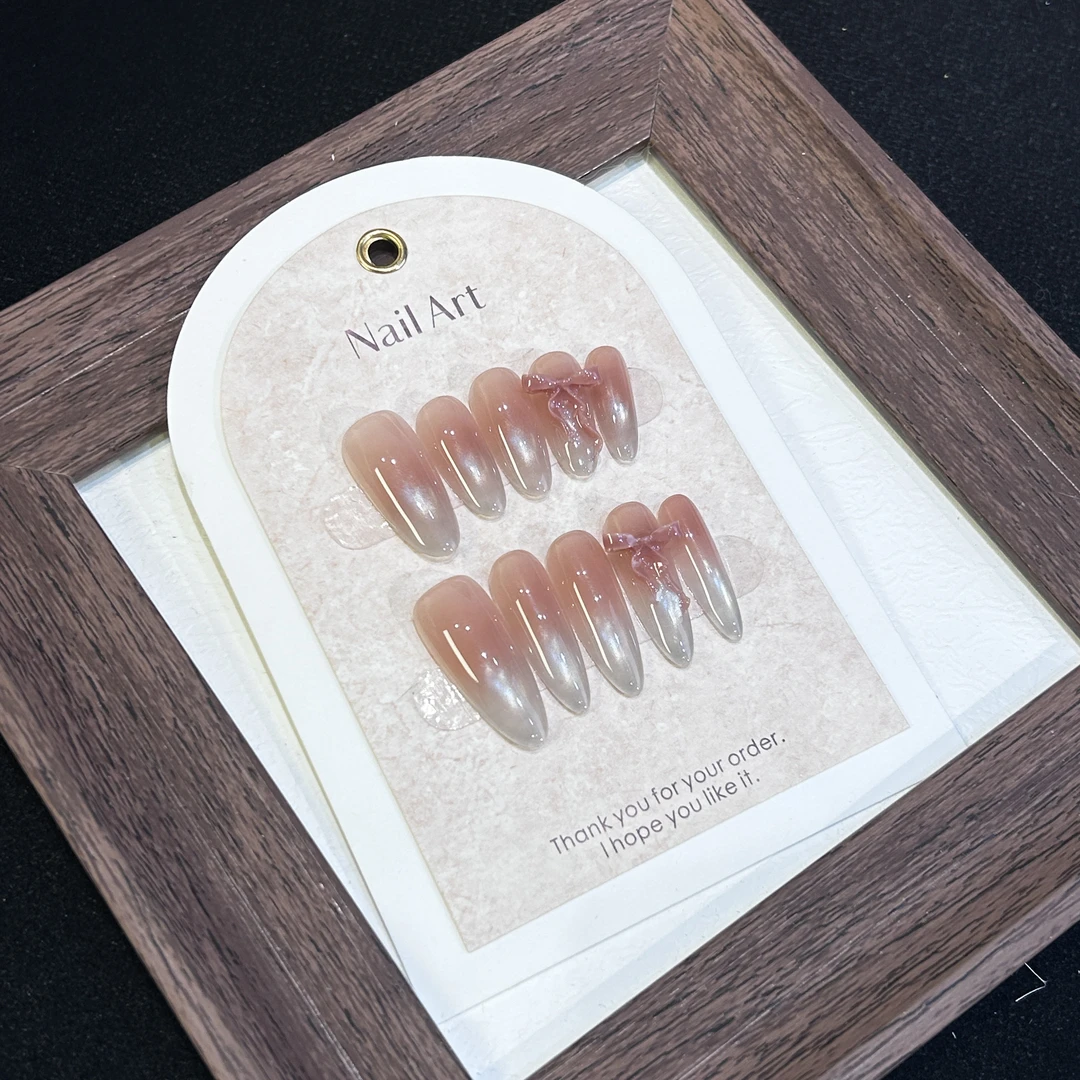 【蝴蝶结】纯手工穿戴玻璃珠猫眼美甲高级感纯欲显白日常