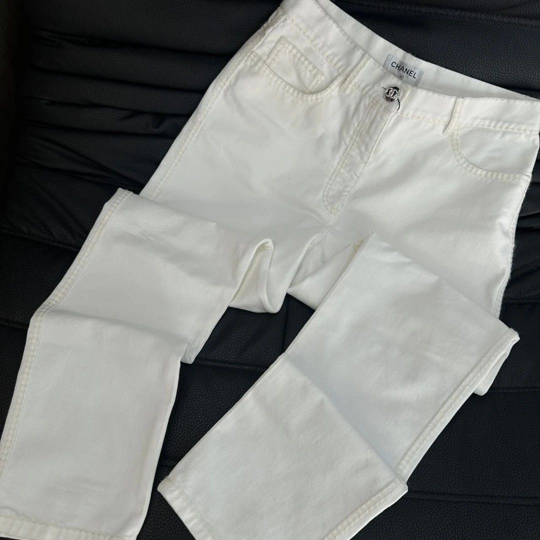95新 Chanel/香奈儿 Chanel 香奈儿23秋冬白色阔腿裤 36码 72腰围