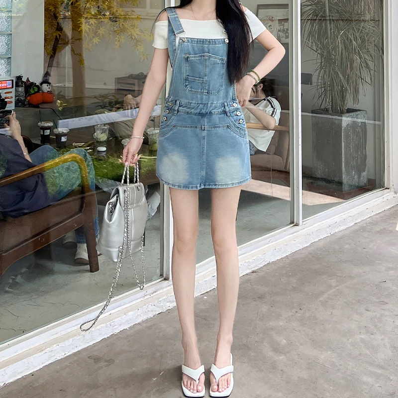 甜美洋气减龄牛仔背带短裙女2025年秋季新款百搭收腰包臀短裤裙