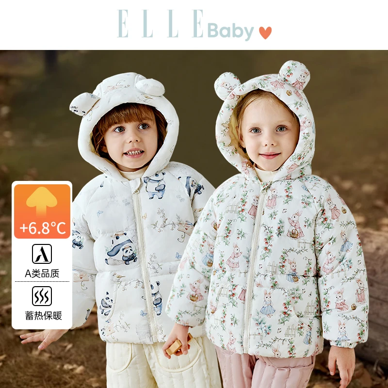 ELLEBABY儿童棉服婴儿衣服男童女童棉衣外套冬装宝宝棉袄保暖上衣