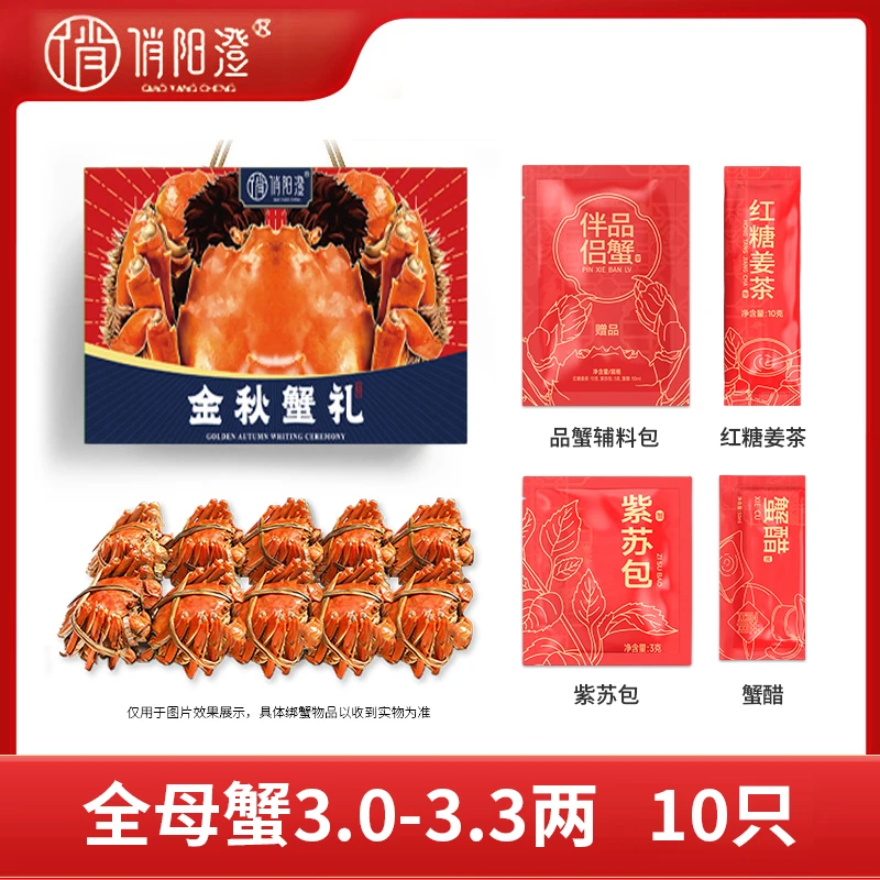 【活蟹】苏蟹大闸蟹全母蟹3.0-3.3两10只礼盒