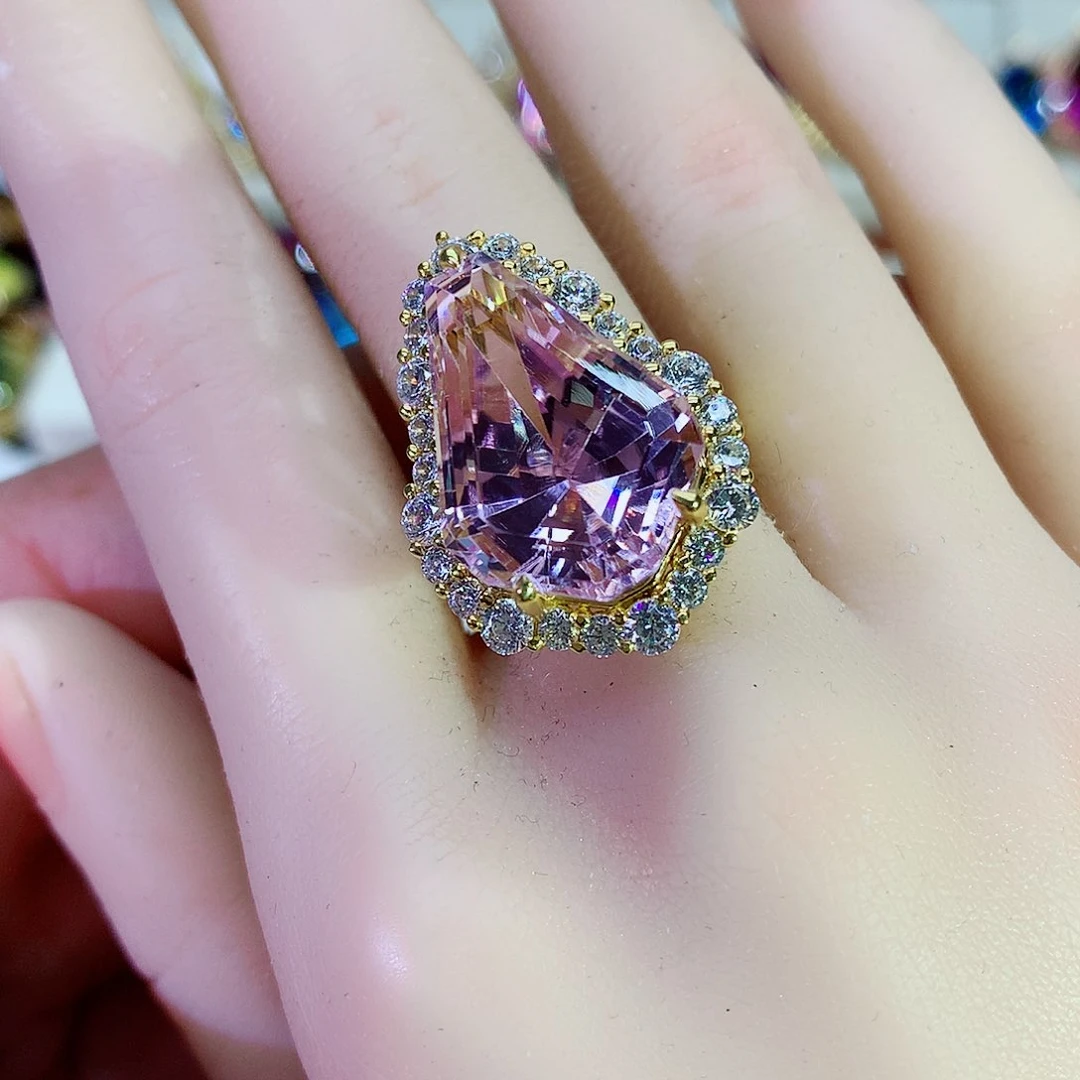 戒指锂辉石9K金镶嵌