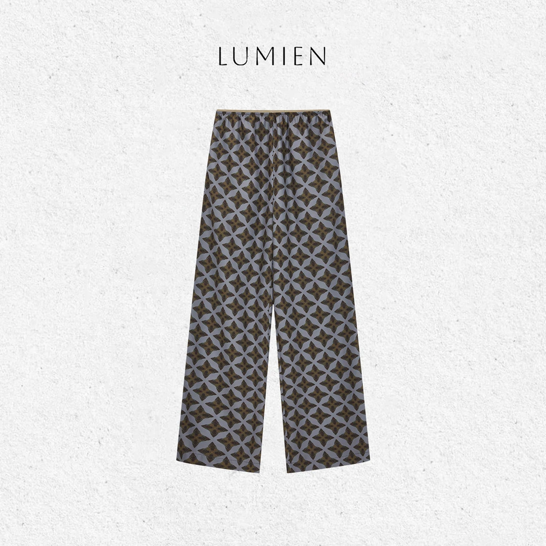 【LUMIEN】“夏至未至”蓝绿色显瘦休闲印花裤LX5EKK06