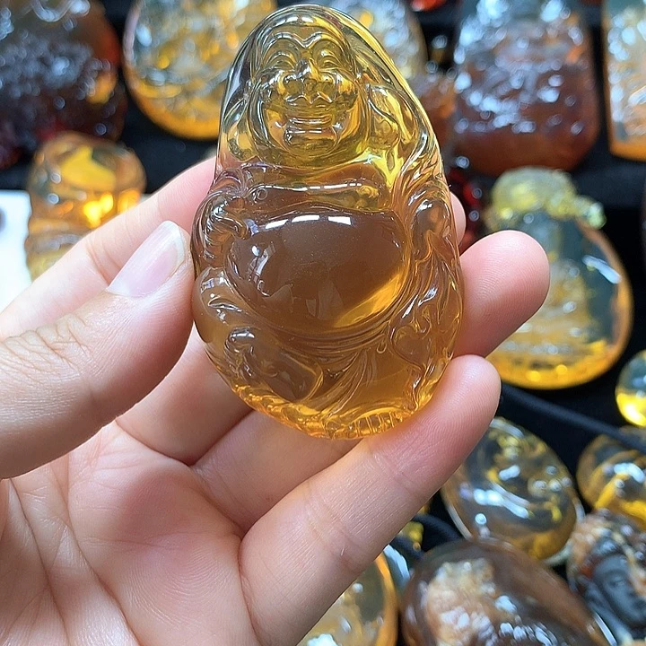 裸石琥珀未镶嵌佛公吊坠
