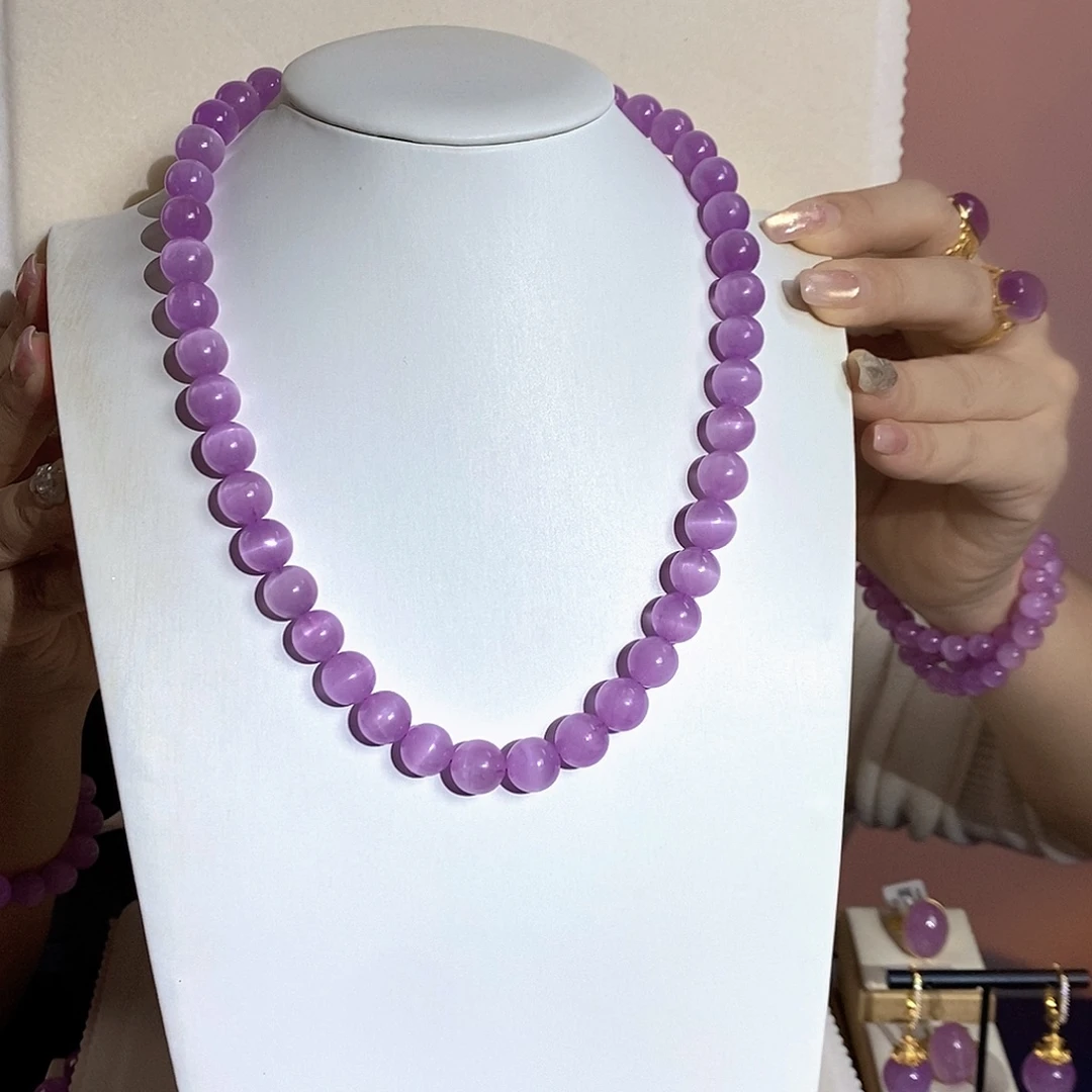 锂辉石未镶嵌紫锂辉高冰收藏级项链10+