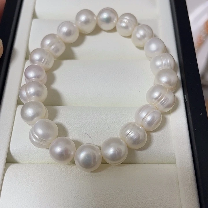 项链淡水珍珠合金大螺纹珠9-10mm