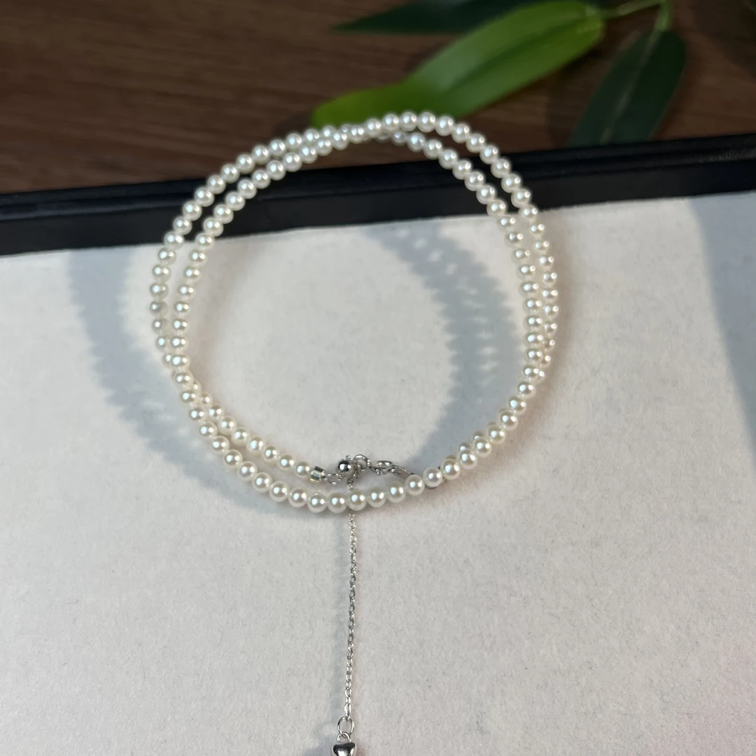 【下架】S925淡水有核珍珠小米珠项链有瑕 3-4mm KV0010370