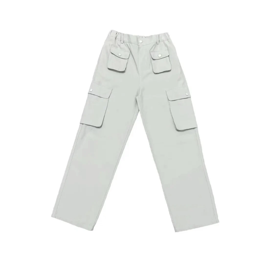 【子政同款】浅米色水洗大口袋设计款直筒时尚百搭中大童休闲裤 04