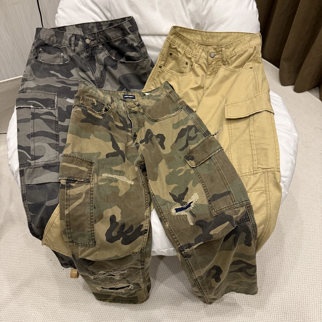 【四季可穿】重磅手工补丁割破复古军裤战服迷彩工装裤长裤991