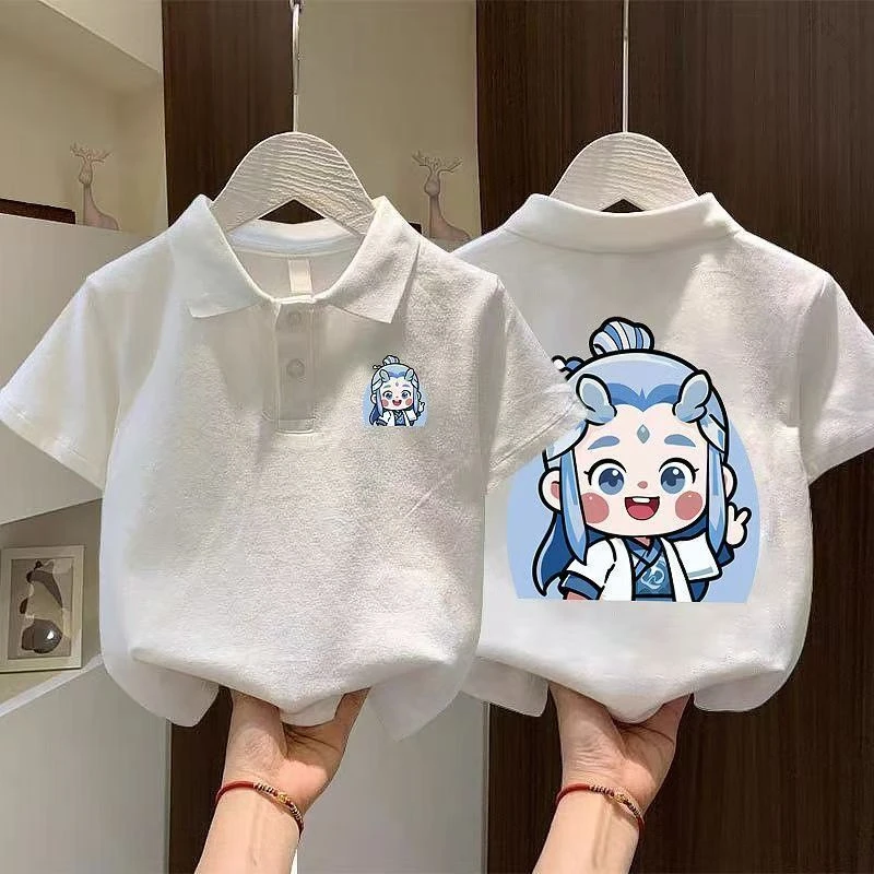 巴拉扣扣2025新款纯棉POLO领男童短袖t恤儿童休闲翻领半袖纯棉宽