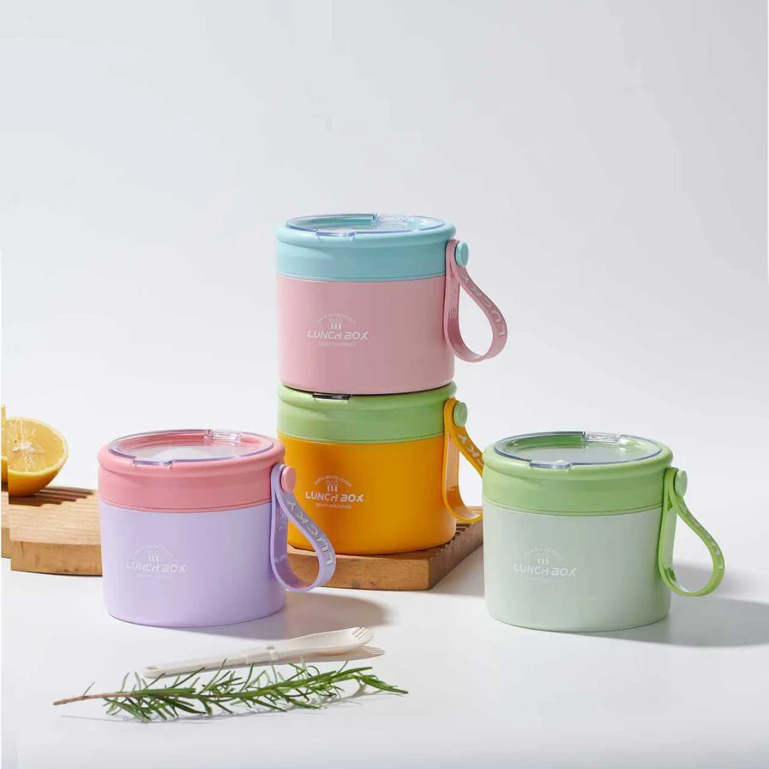 316不锈钢早餐杯饭盒便当盒学生上班族便携大容量带盖密封牛奶杯