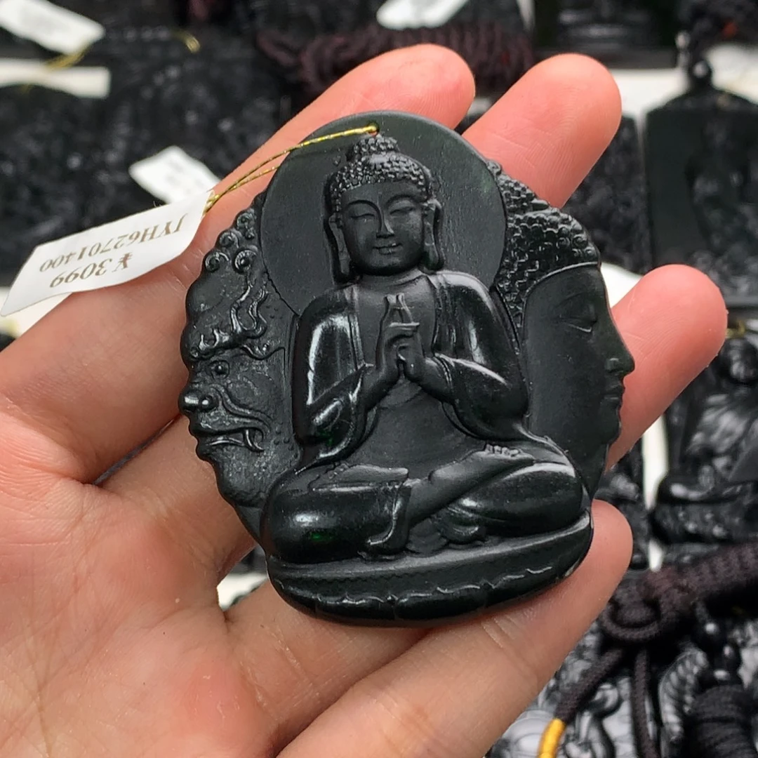 天然缅甸a货钢琴黑挂件