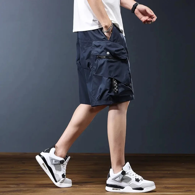 法国Cebrodz高端冰丝速干工装短裤男夏季薄款宽松直筒五分裤