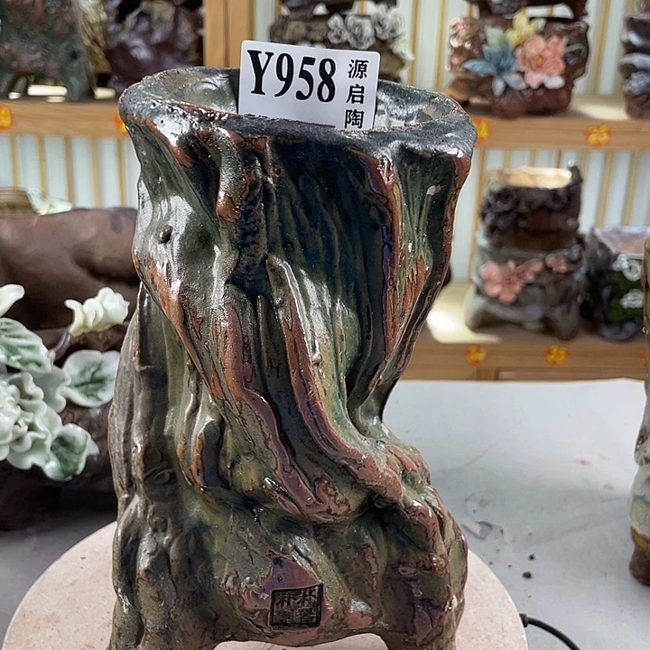 紫砂花盆景德镇陶瓷958
