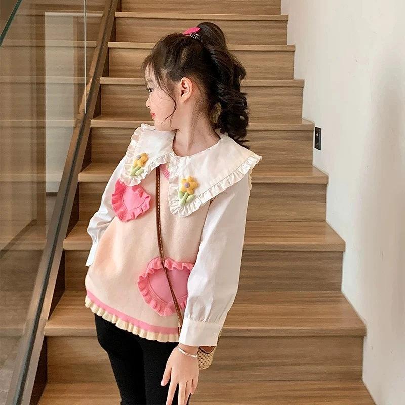 宝宝毛衣儿童童装春秋女童洋气大童娃娃领