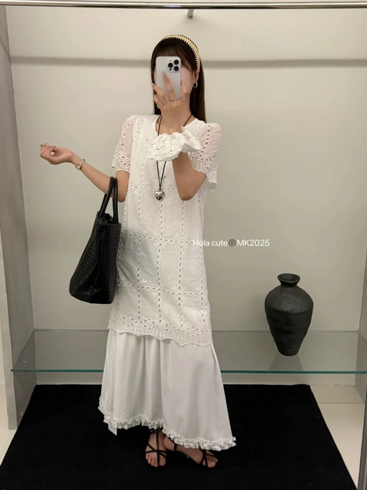 韩系镂空拼接连衣裙9262-1