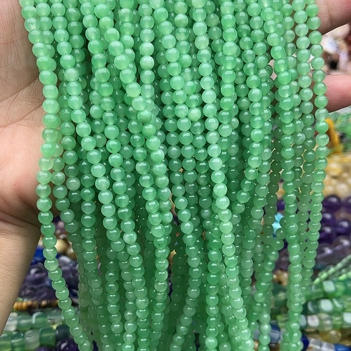 玛瑙/玉髓未镶嵌珠宝半成品2条4mm东陵玉