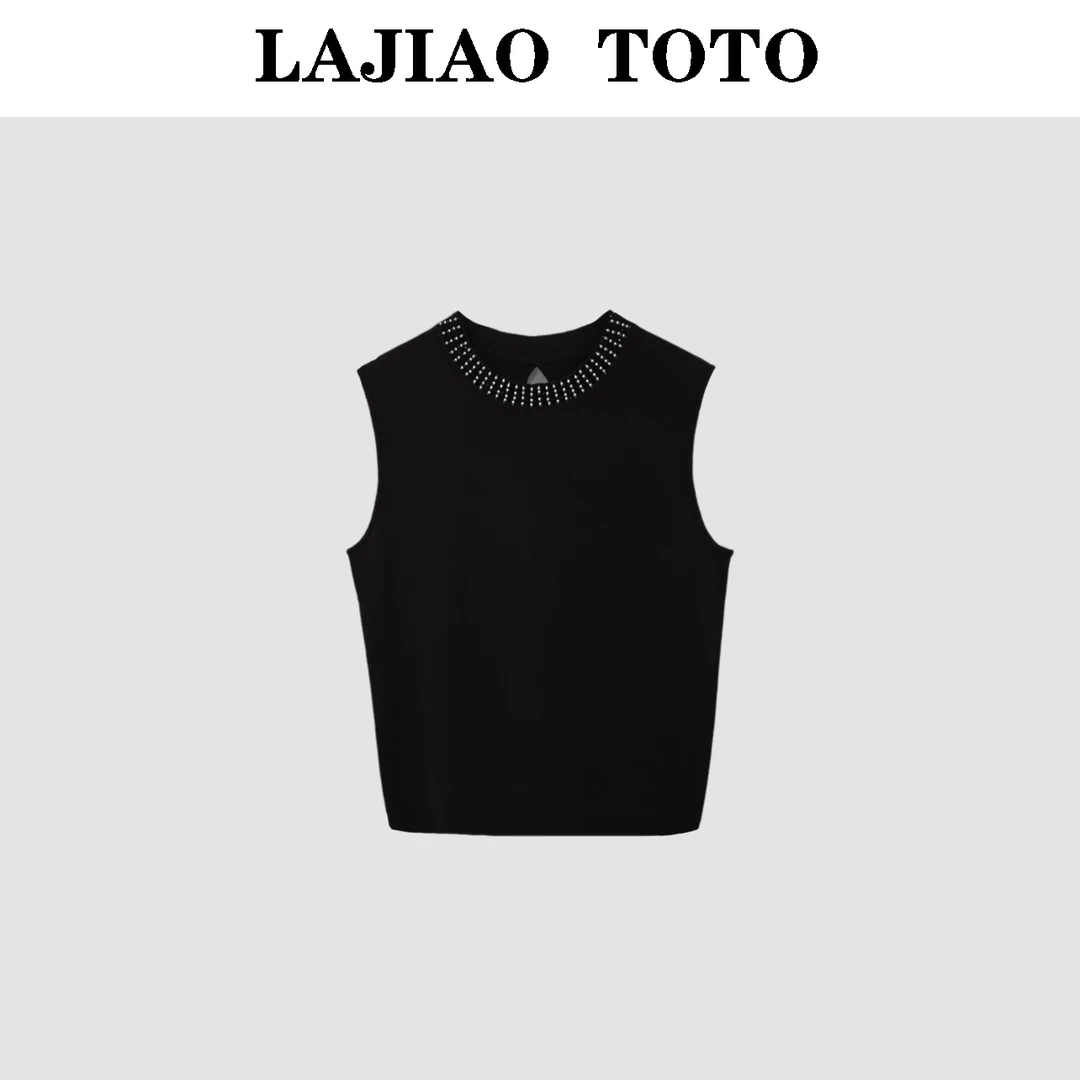 辣椒姐【银珠背心】绵羊毛时尚镂空百搭通勤舒适女士背心#9055