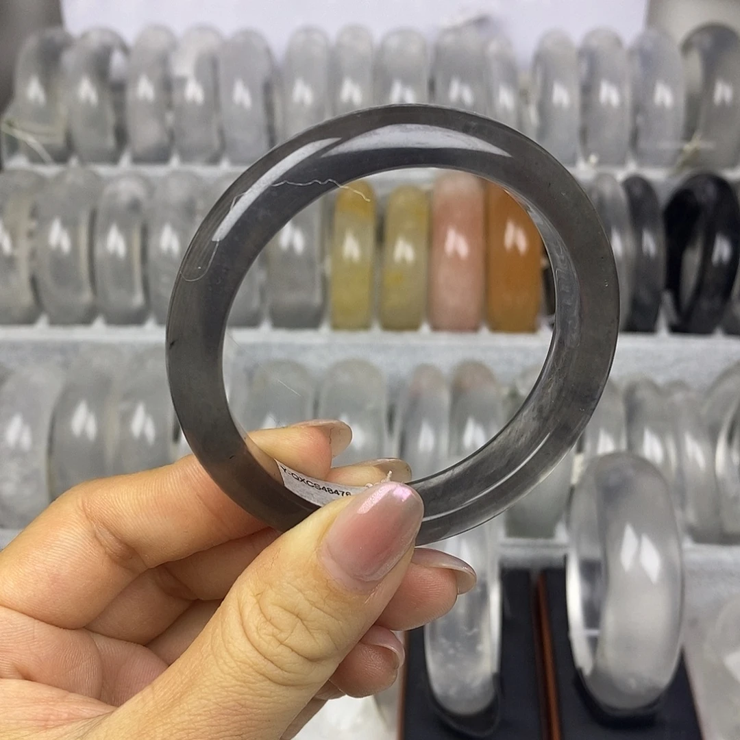 石英质玉未镶嵌手镯56冰透乌鸡8476