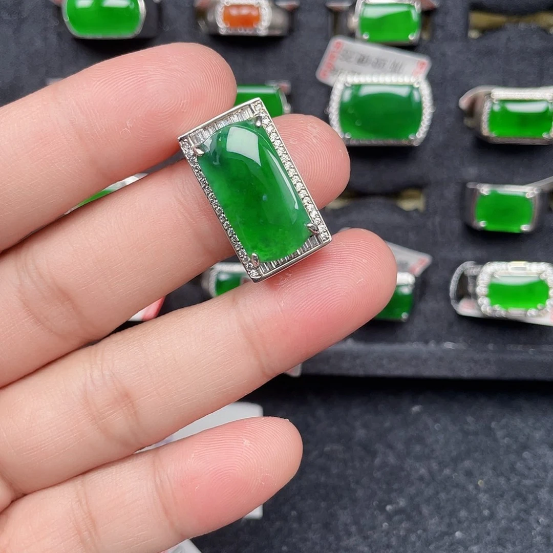 翡翠戒指银S925镶嵌准****店1977编号