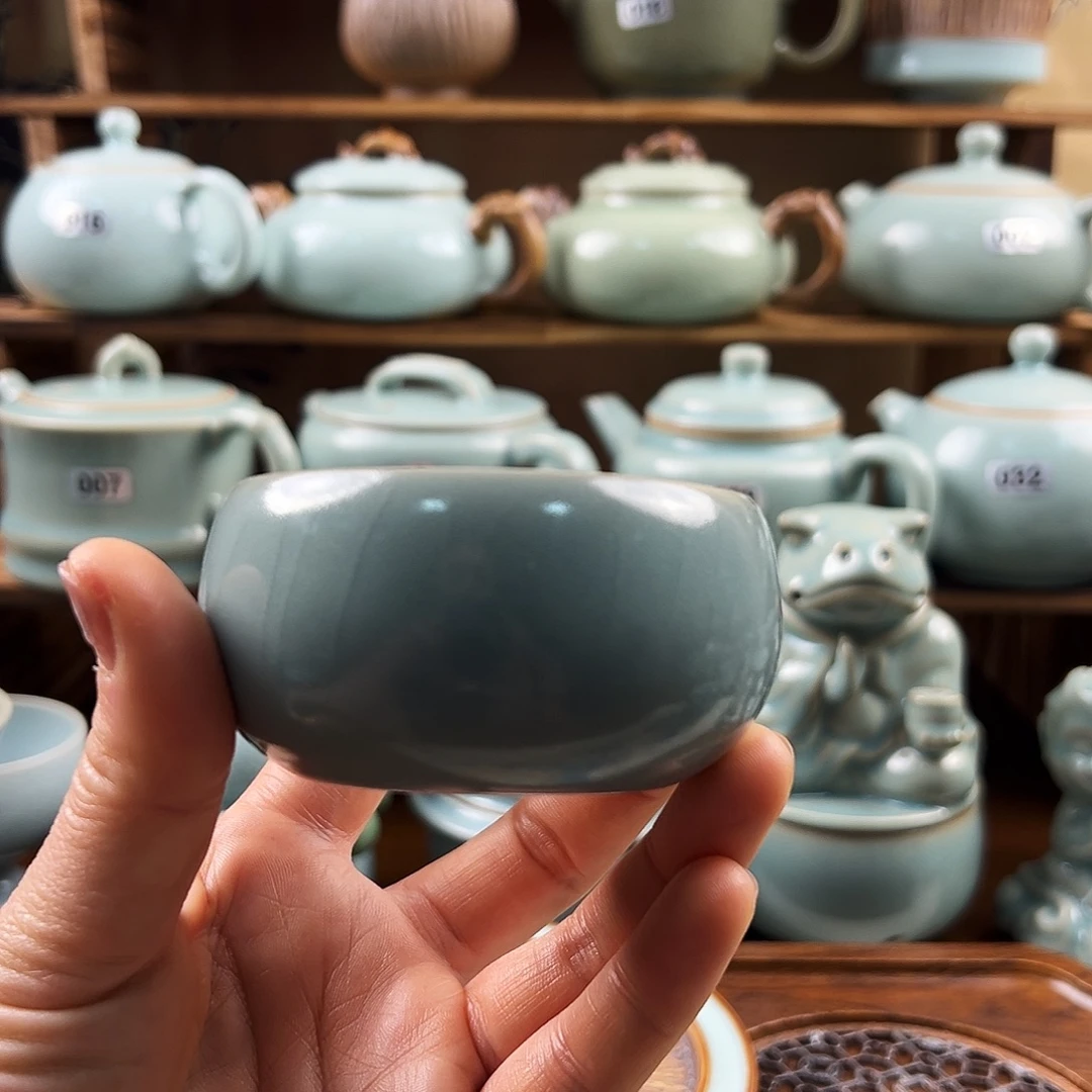 仿古青绿釉水卧足禅定福利
