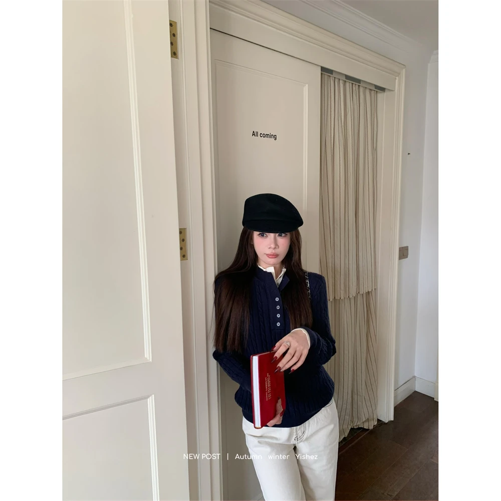 YISHEZ “伯爵宫”自制款老钱新贵经典new cut双层领层次感毛衣