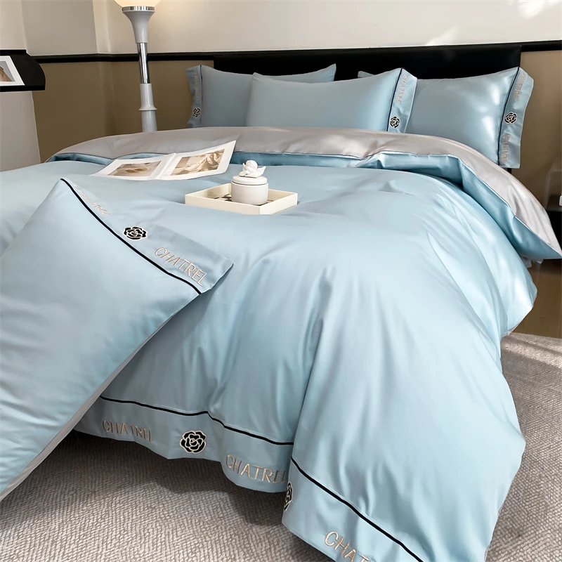 2025简约大气轻奢刺绣高端全棉长绒棉四件套