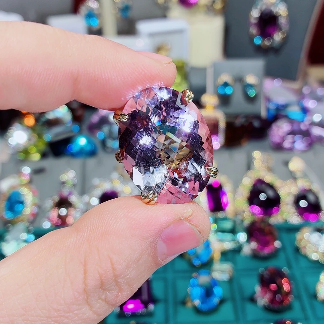 戒指水晶银S925镶嵌