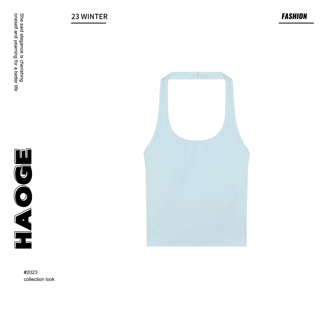 浩哥严选●海岛碎片X4SY0481A-BX时尚性感修身百搭舒适挂脖背心女