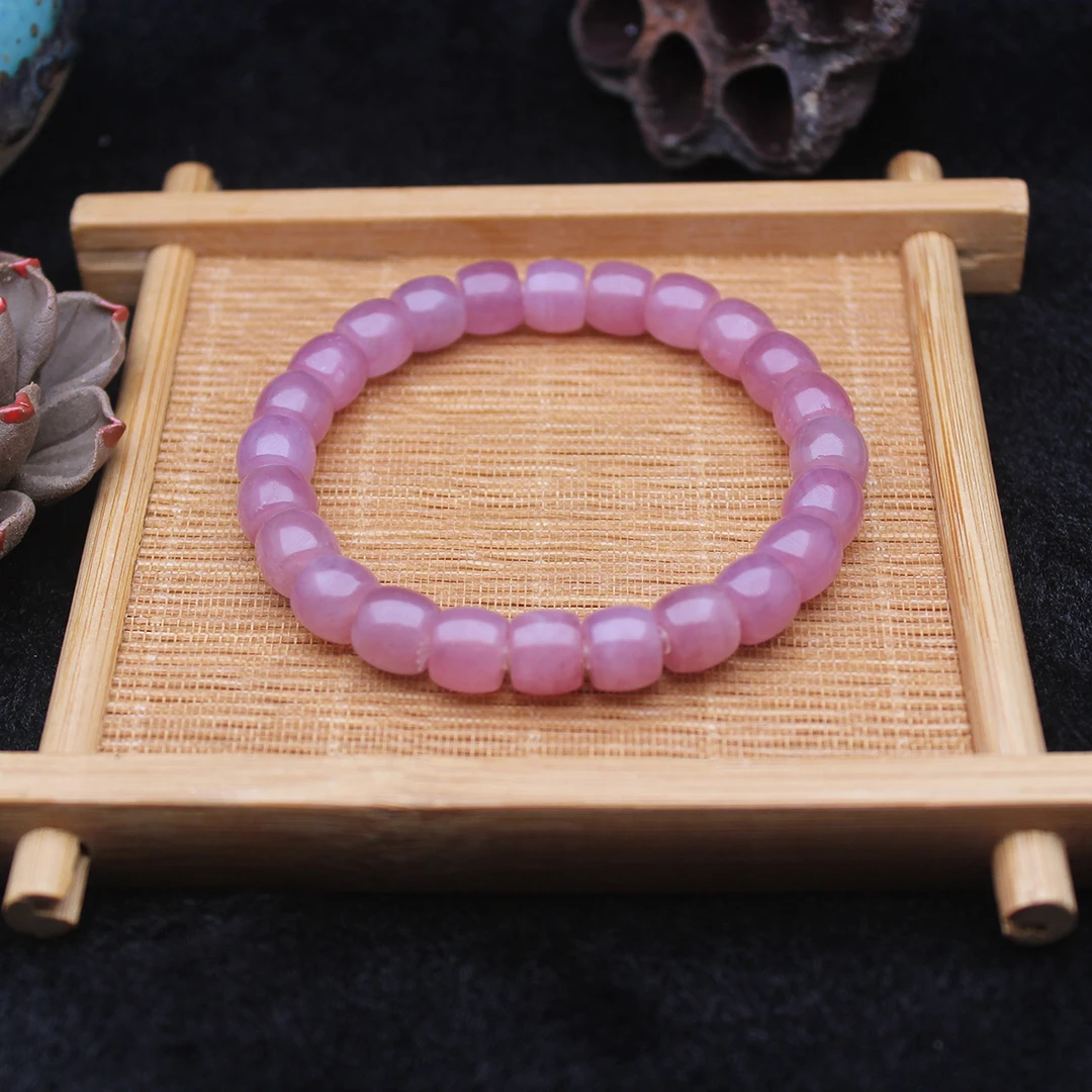 天然马达加斯加粉晶直切时尚手串C6789