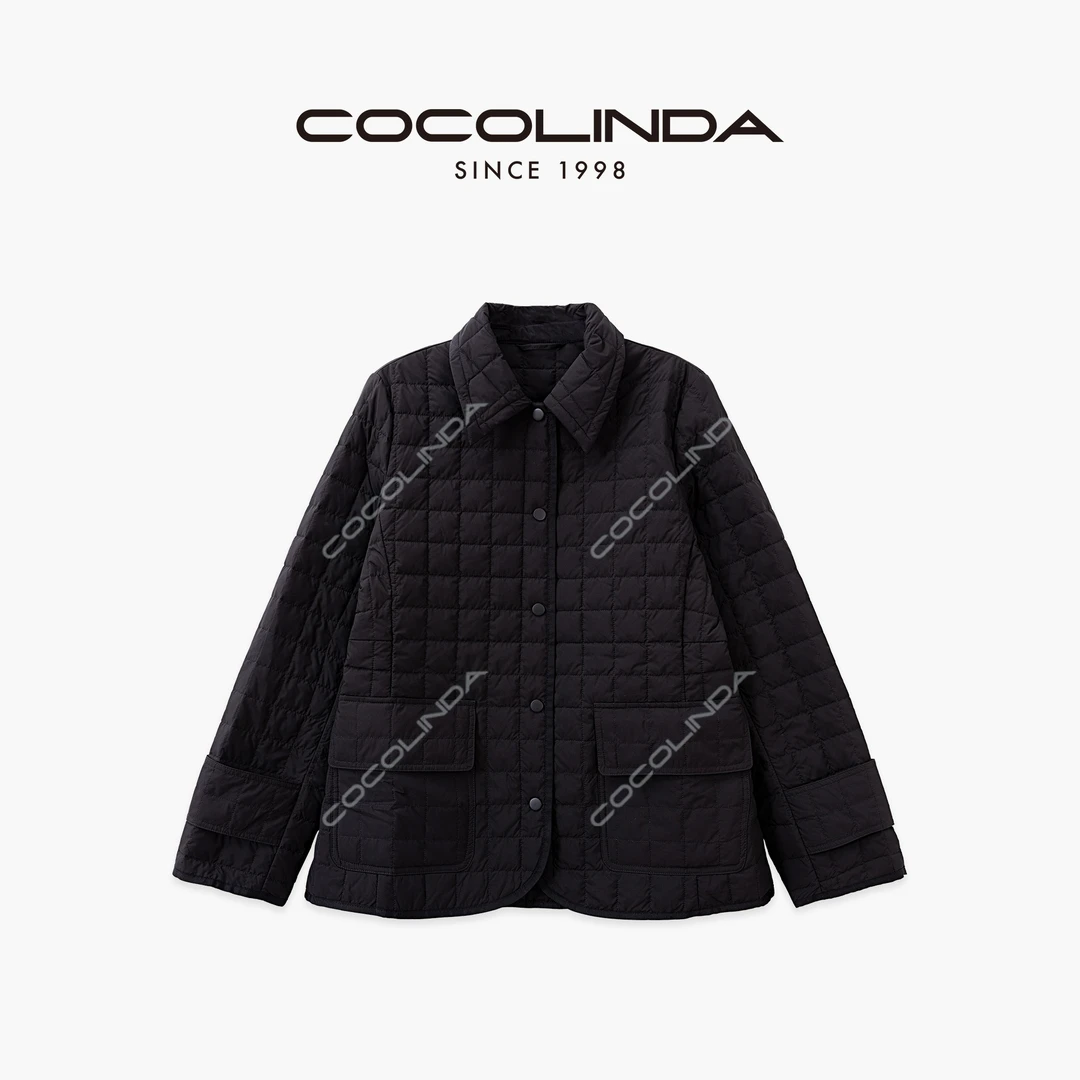 COCOLINDA | 90白鸭绒老钱重工棋盘格薄款窄身羽绒服Y5088