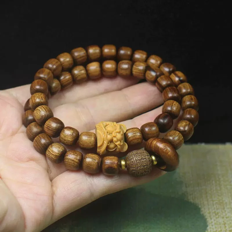 越南黑花梨精工手作佛珠念珠木质卡8双券手串男女款 A533