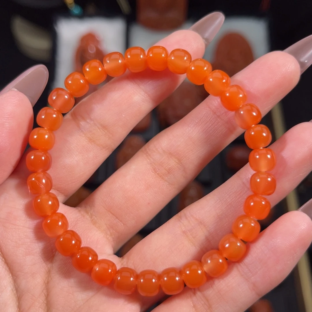 南红玛瑙未镶嵌老形手串6.9左右