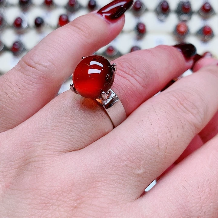 石榴石戒指银S925镶嵌向*