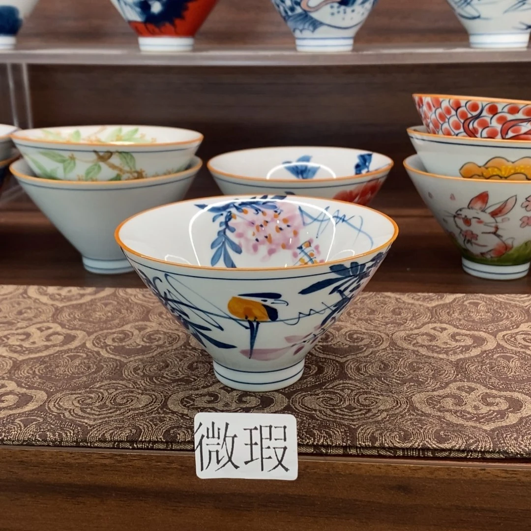 釉下手绘茶具微瑕