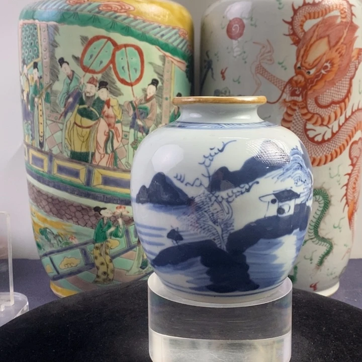 其他陶12885瓷器—青花山水人物太白罐