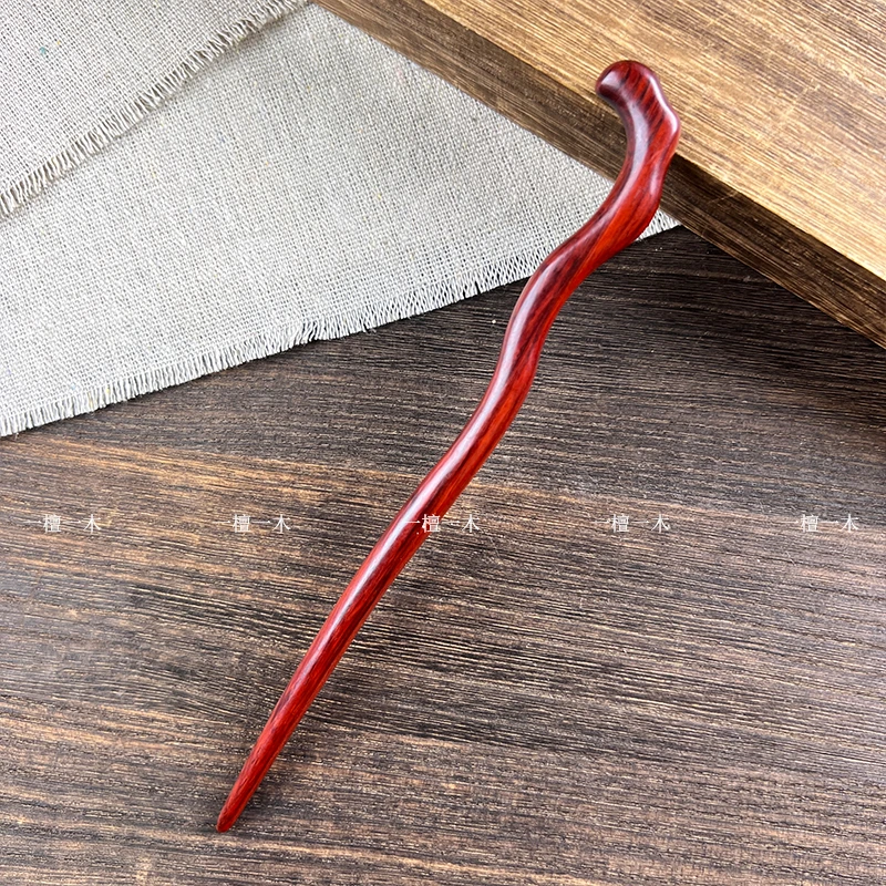 弯天枝丨紫檀发簪新中式木簪子女古风紫光檀木簪旗袍汉服盘发头饰