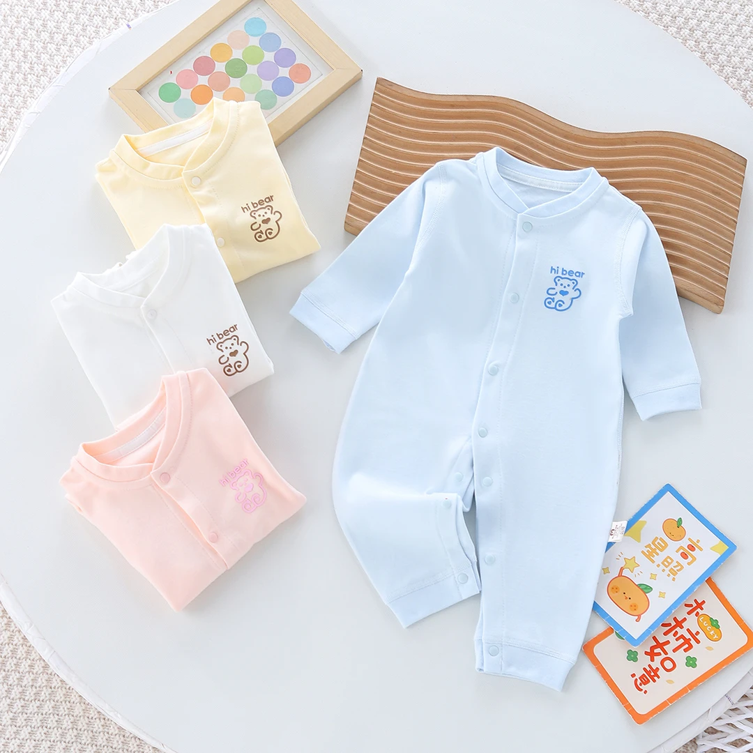 纯棉无骨哈衣爬服卡通小熊宝宝幼儿睡衣新生婴儿婴幼儿婴幼儿衣服
