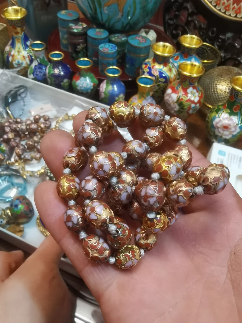 合金珐琅手链 景泰蓝珐琅彩金地磨光项链一条