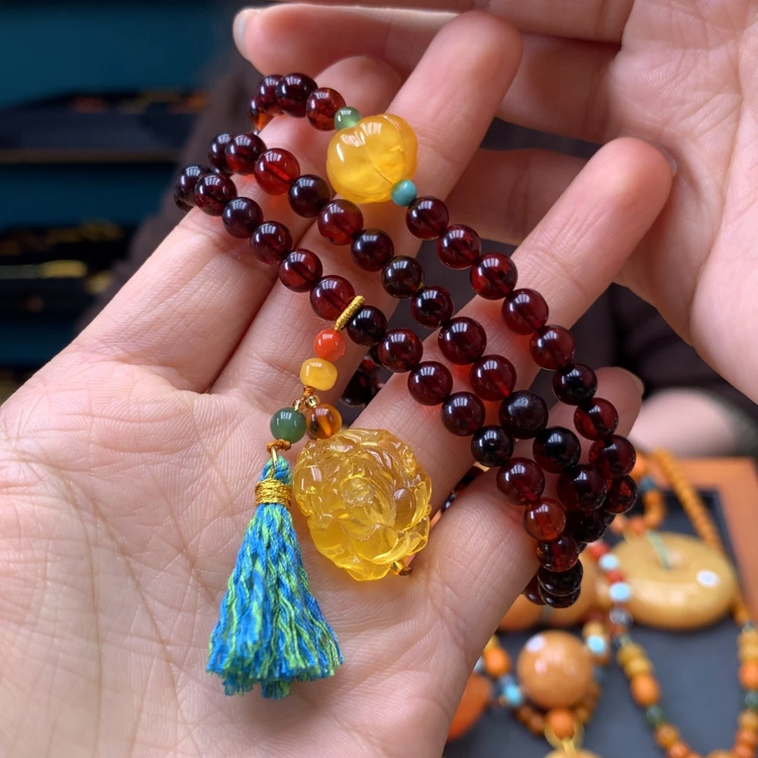 琥珀未镶嵌手串微瑕