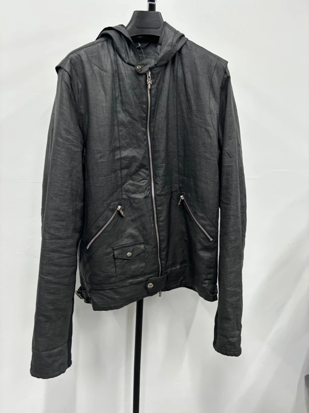 99新 Chrome Hearts/克罗心 油蜡皮银坠拉链夹克  99新 L码