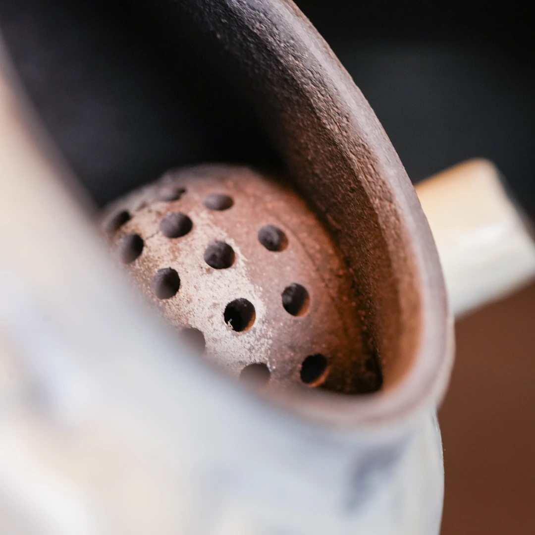 【坐饮亭竹】粉引雕刻-梵山枢院-诗文12号壶（梵山S0221）