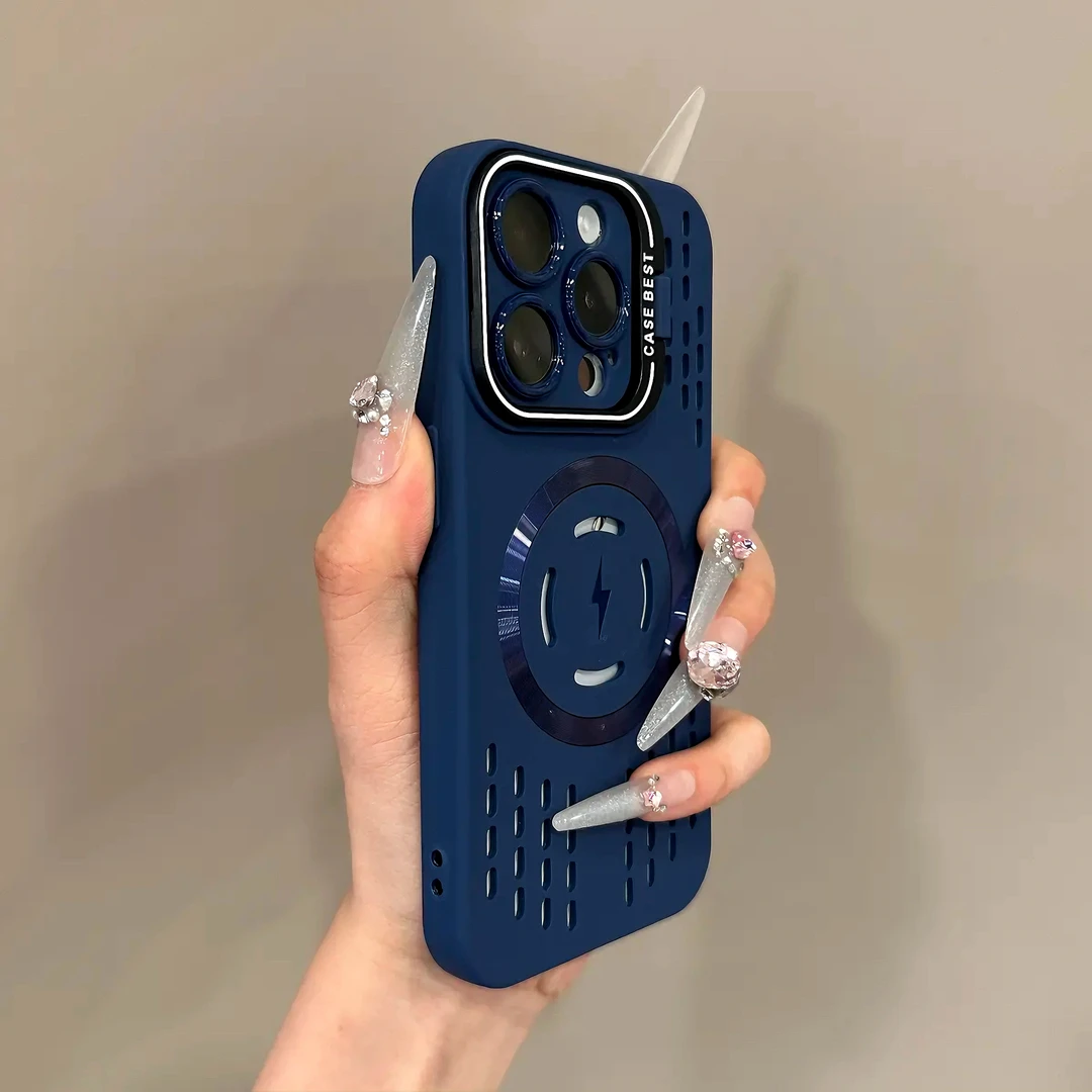 雅天立创意磁吸镂空散热壳适用iPhone16手机壳15promax/14支架13