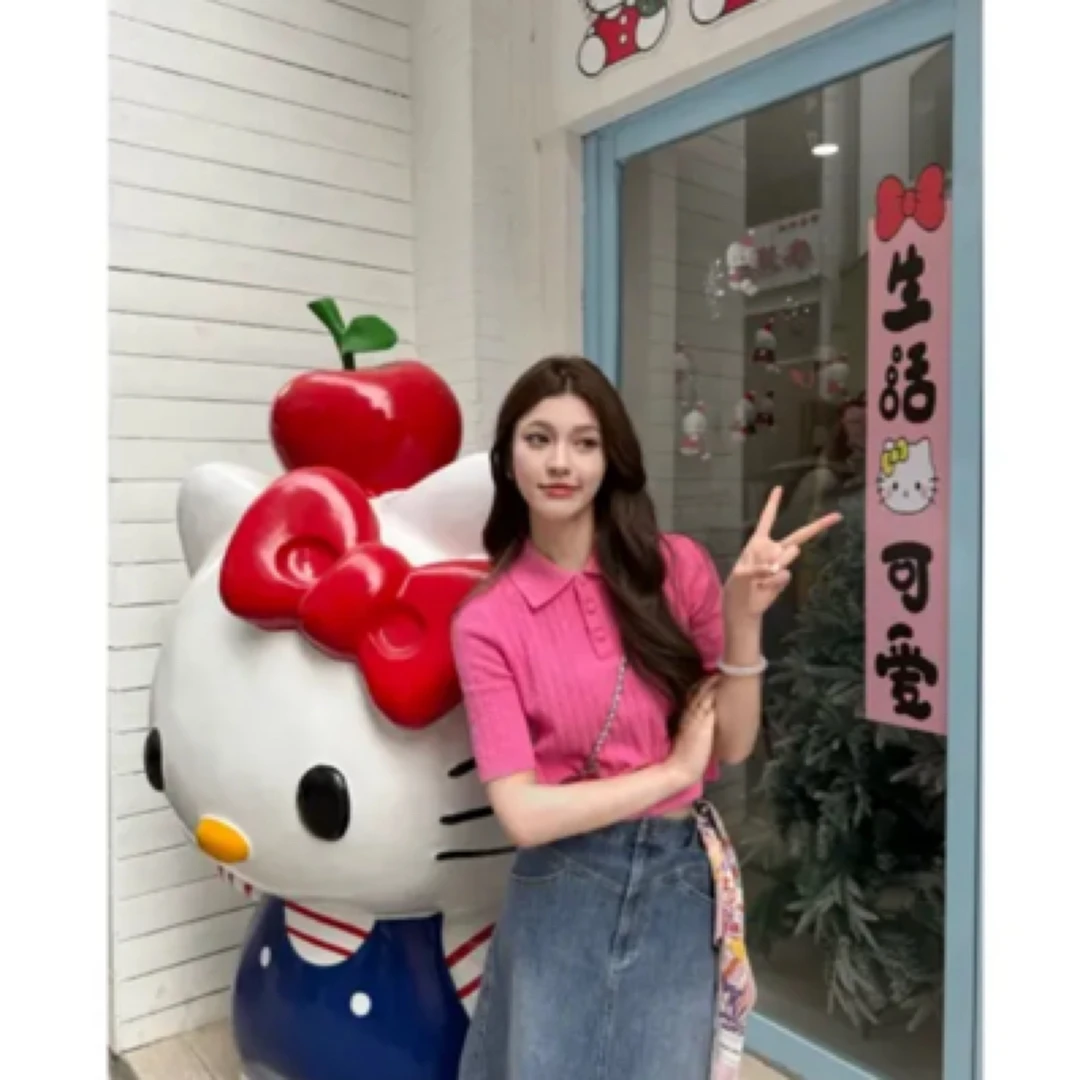 哥弟品质女装新款青春活力减龄百搭POLO领短袖套头针织上衣138022