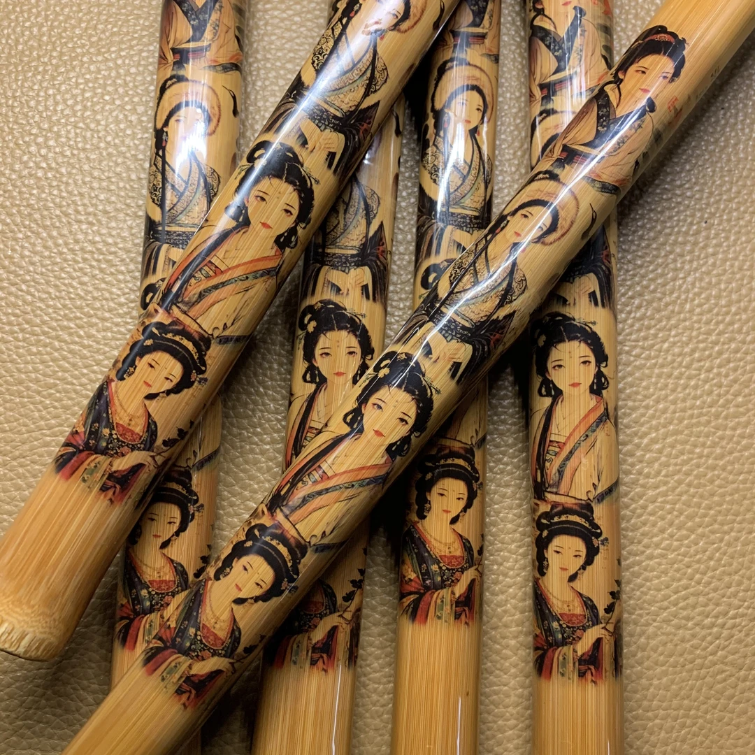 B32实心玉竹彩绘红皮手工封釉沉鱼落雁闭月羞花