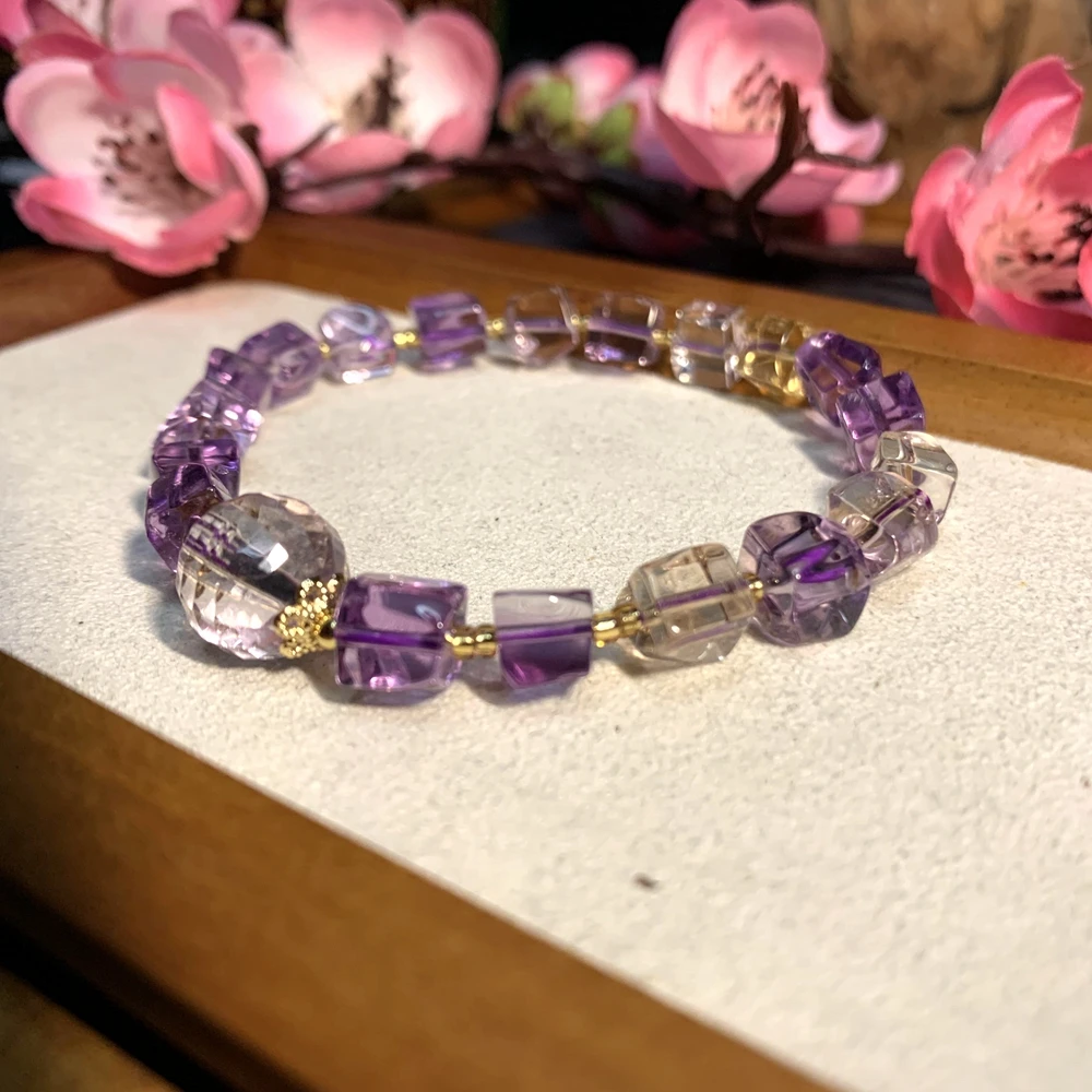 紫水晶方块手串7mm 040