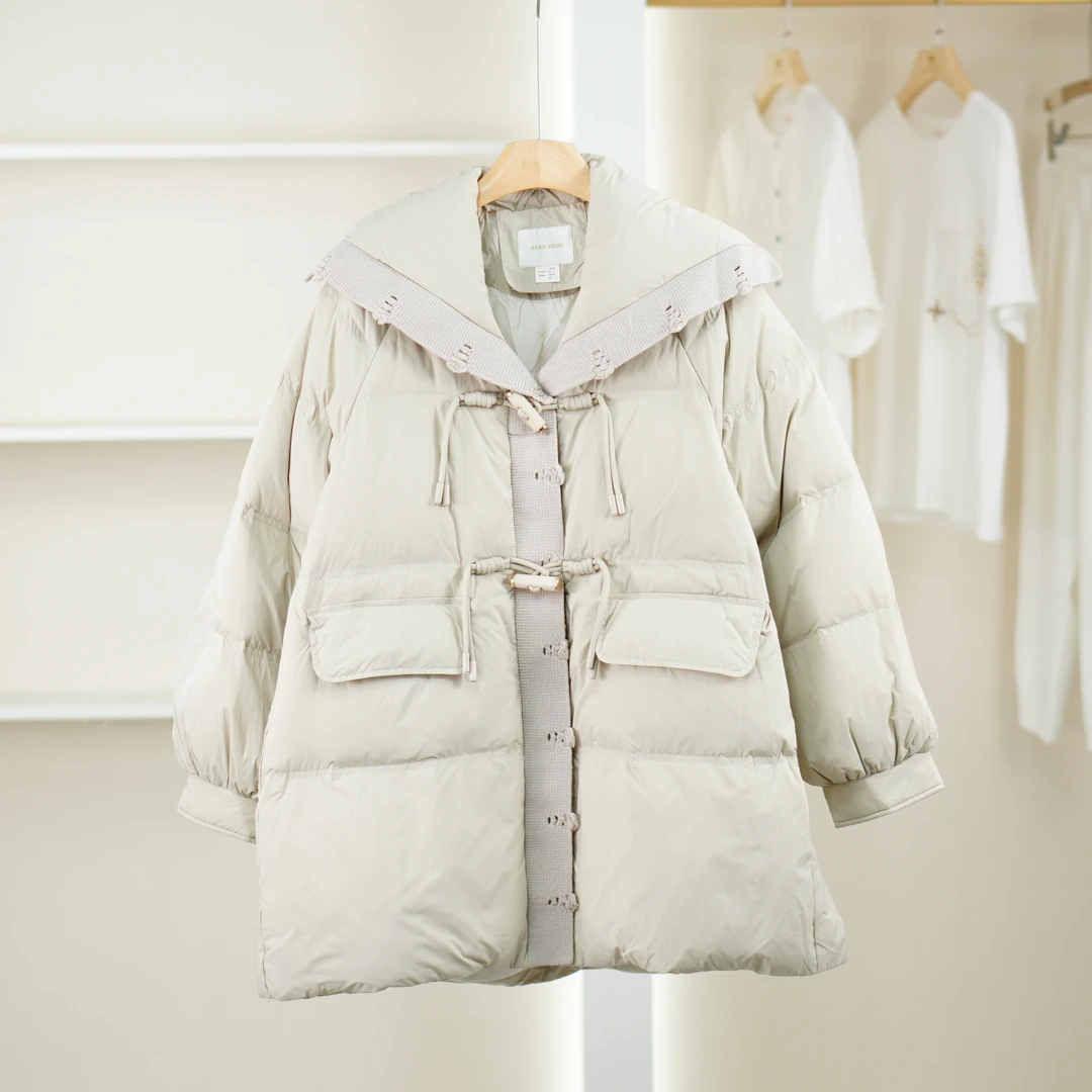 麦迪尚品【百JH】5110203 冬季时尚翻领中长羽绒服外套品牌女装