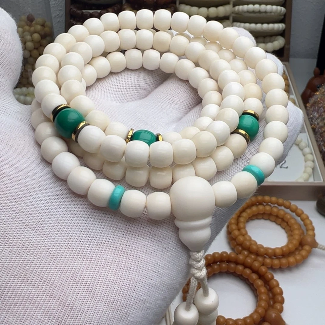 白玉菩提手串卡9白玉菩提108 S15